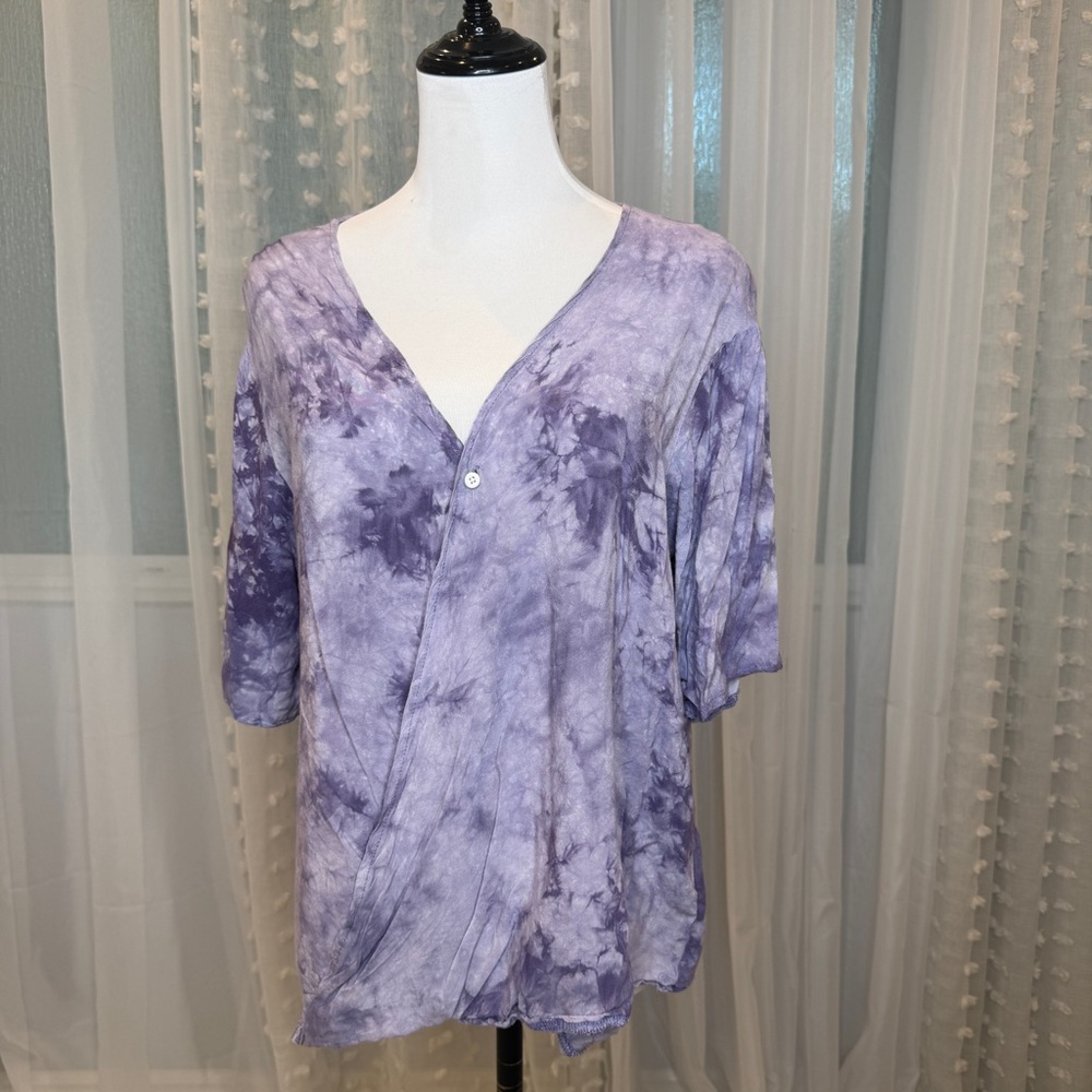 Purple Tie-Dye Crossover Women's Top